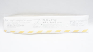 BD 382612 Insyte Autoguard BC Winged Shielded IV Cath. 24GA x 0.75inch 20ml/min